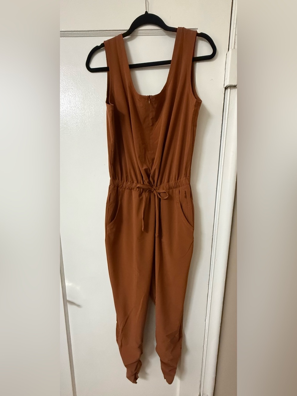 Prana Rust-Colored Sleeveless Drawstring Jumpsuit